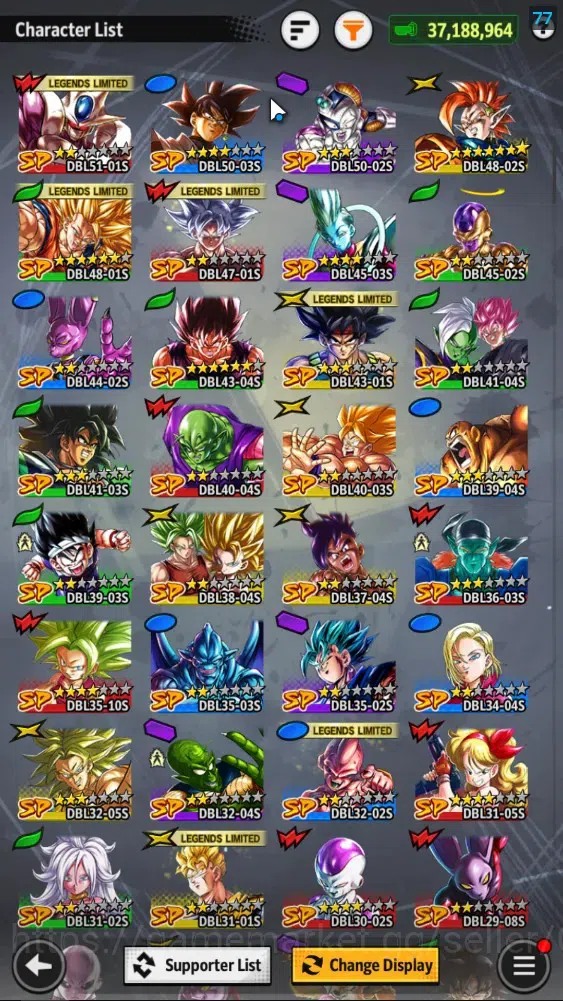 Dragon Ball Legends Accounts 37M TotalPwr|LV156|2UL+3LR+16LL|2SS Goku|Broly:Fur image 7