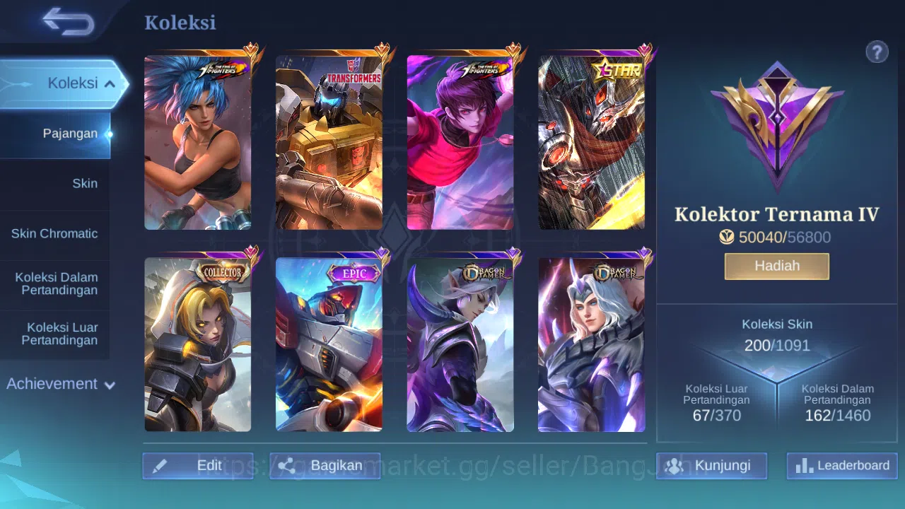 Mobile Legends: Bang Bang Accounts Hero 92 Skin 200 | KOF Dyrroth, Karina | CC Nata | image 17