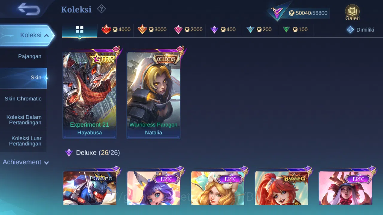 Mobile Legends: Bang Bang Accounts Hero 92 Skin 200 | KOF Dyrroth, Karina | CC Nata | image 3