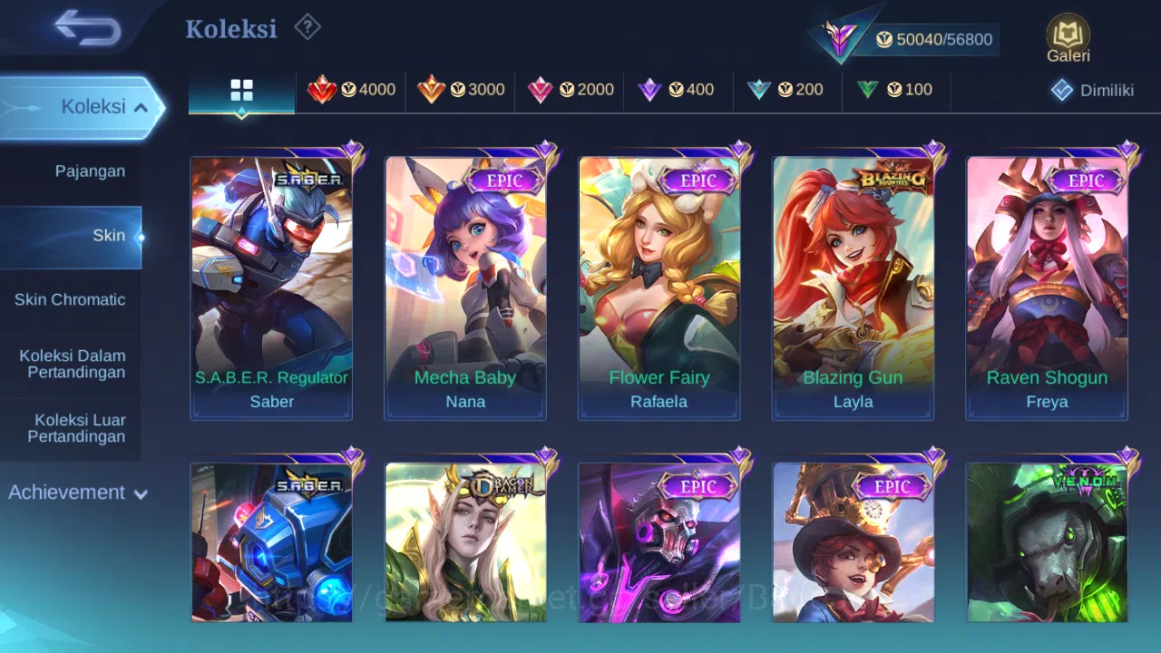 Mobile Legends: Bang Bang Accounts Hero 92 Skin 200 | KOF Dyrroth, Karina | CC Nata | image 4