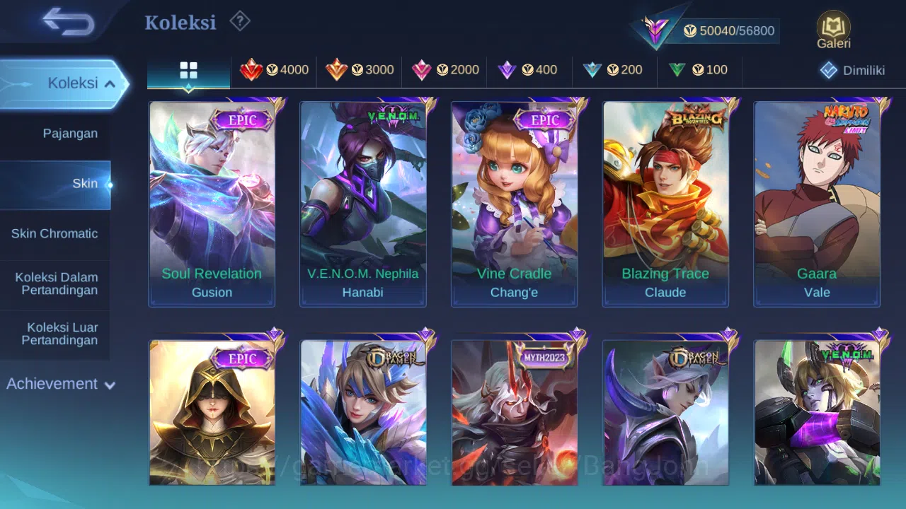 Mobile Legends: Bang Bang Accounts Hero 92 Skin 200 | KOF Dyrroth, Karina | CC Nata | image 7