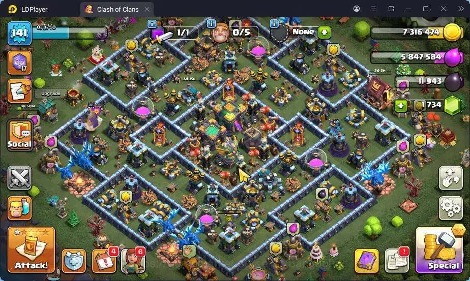 Clash of Clans Accounts High-End TH14-BH7|Lv.141|BK62,AQ67,MP50,GW33,RC22|BM12|HH7|4 Legendary & 4 Gold Skins|1734 1