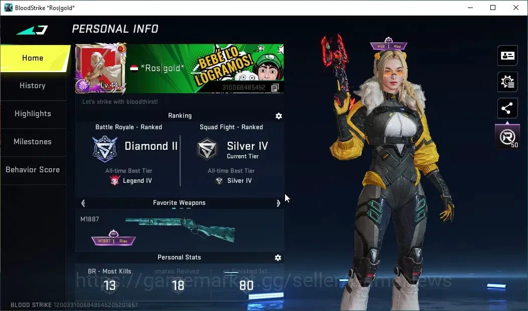 Blood Strike Accounts ASIA|ETERNAL Deagle-Scorpius|Collab 7DS[Kar98K,QBZ image 3