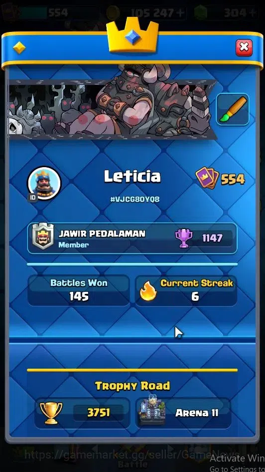 Clash Royale Accounts Lvl 554|KTL 11|Trophy 3751|Card 68|Limited Skin|1  image 2