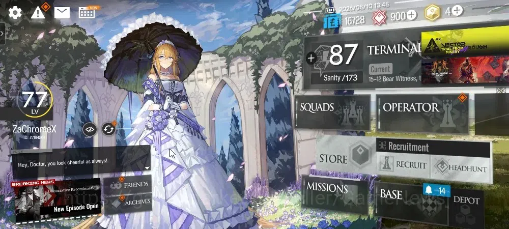 Arknights Accounts High-End Lv77|274 OP+43 Skin|13 Limited|Wis'adel,Exu 1
