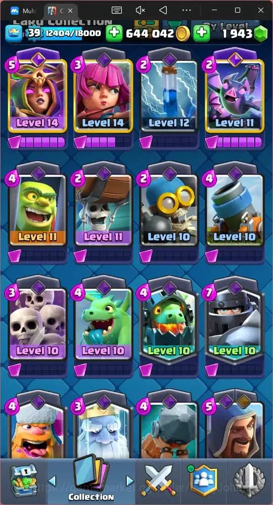 Clash Royale Accounts Midgame Lv 39|Trophy 9528|KTL 13|Card 118|1 Hero|2 EVO |5 Champ|Lvl 15 (1)|Lvl 14 (3)|GEMS 1943 14
