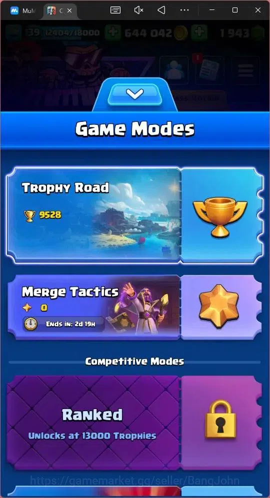 Clash Royale Accounts Midgame Lv 39|Trophy 9528|KTL 13|Card 118|1 Hero|2 EVO |5 Champ|Lvl 15 (1)|Lvl 14 (3)|GEMS 1943 16