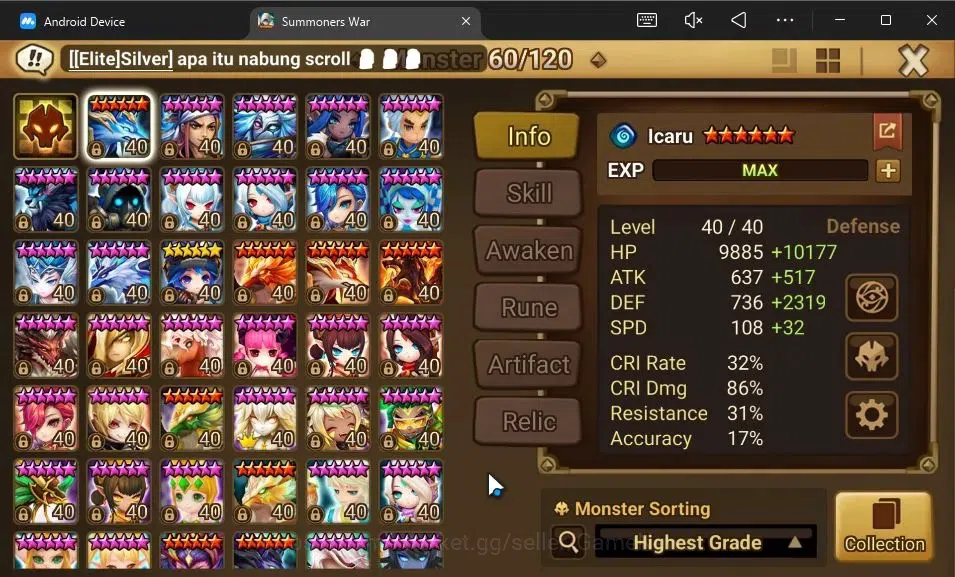 Summoners War: Sky Arena Accounts GLOBAL Lv 53|2 LD[Nigong,Wolyung]|24 Total NB5[Shi image 10
