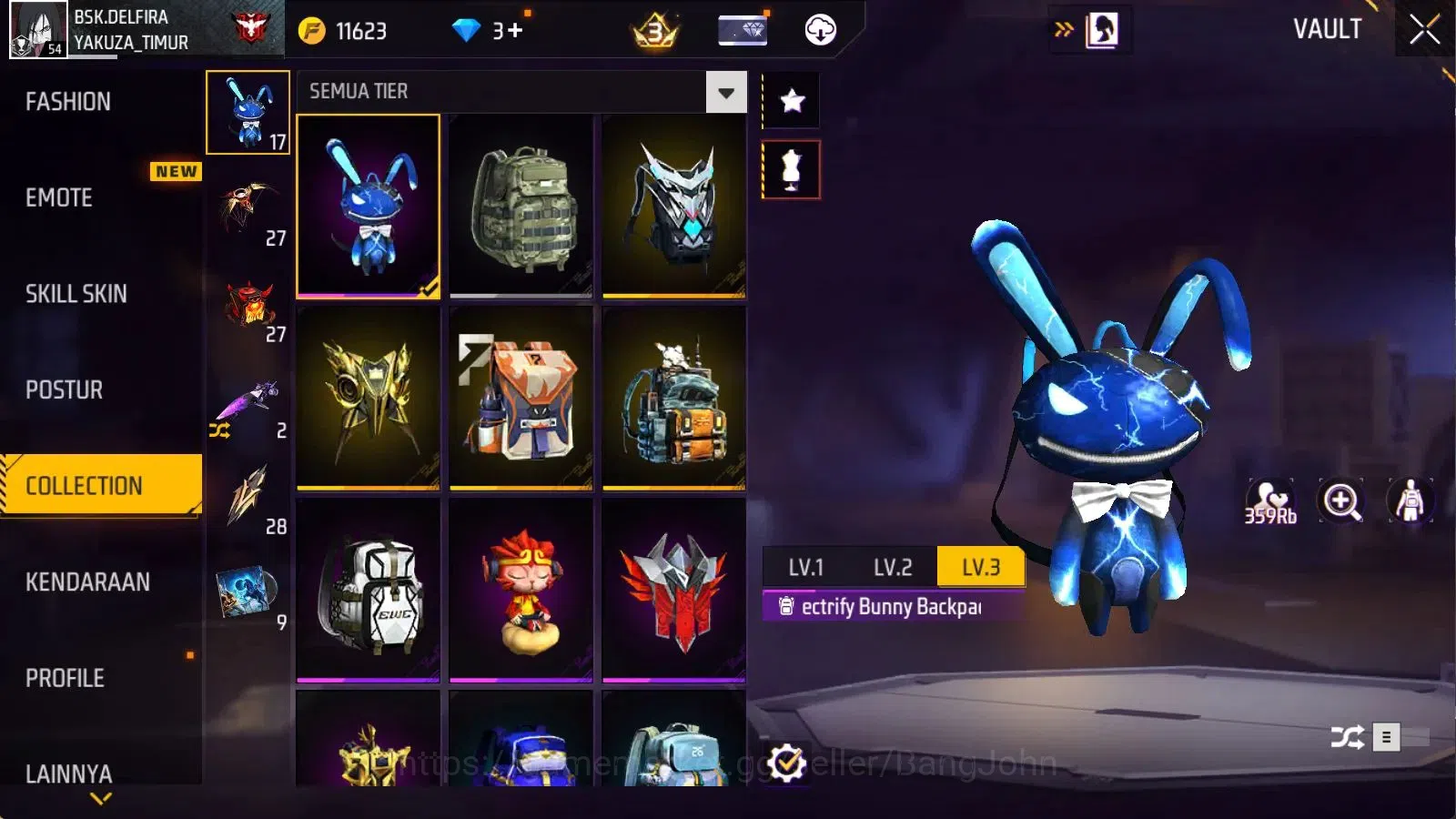 Free Fire Accounts Indonesia | M1887 Hand of Hope| Vault 143 | Bundle image 12