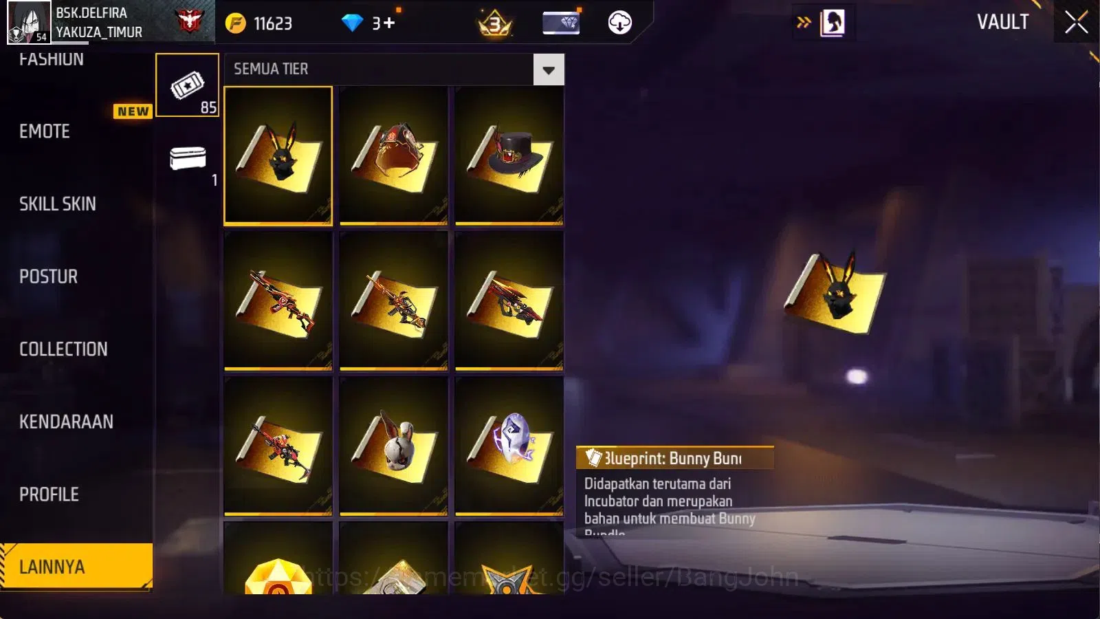 Free Fire Accounts Indonesia | M1887 Hand of Hope| Vault 143 | Bundle image 14
