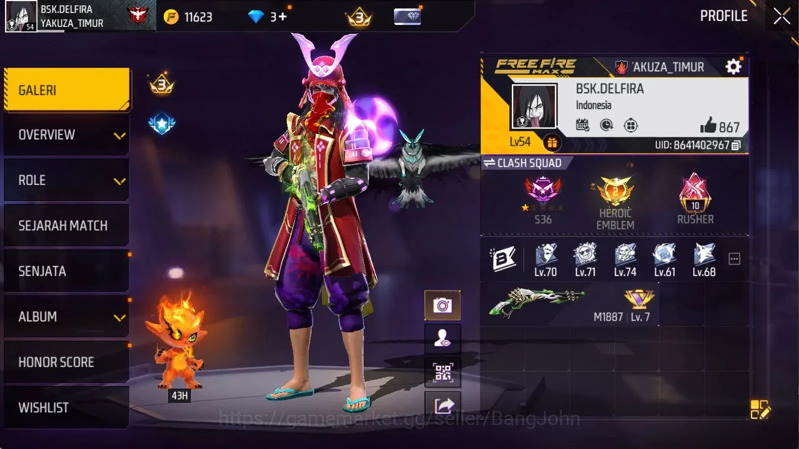 Free Fire Accounts Indonesia | M1887 Hand of Hope| Vault 143 | Bundle image 15