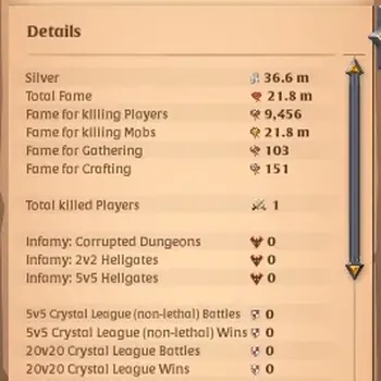 Albion Online Accounts High-End ASIA|21,8M Total Fame - 36M Silver|Ready PVP/PVE With T8 Lv 100 Dagger & T8 Demon Fang|2 Off