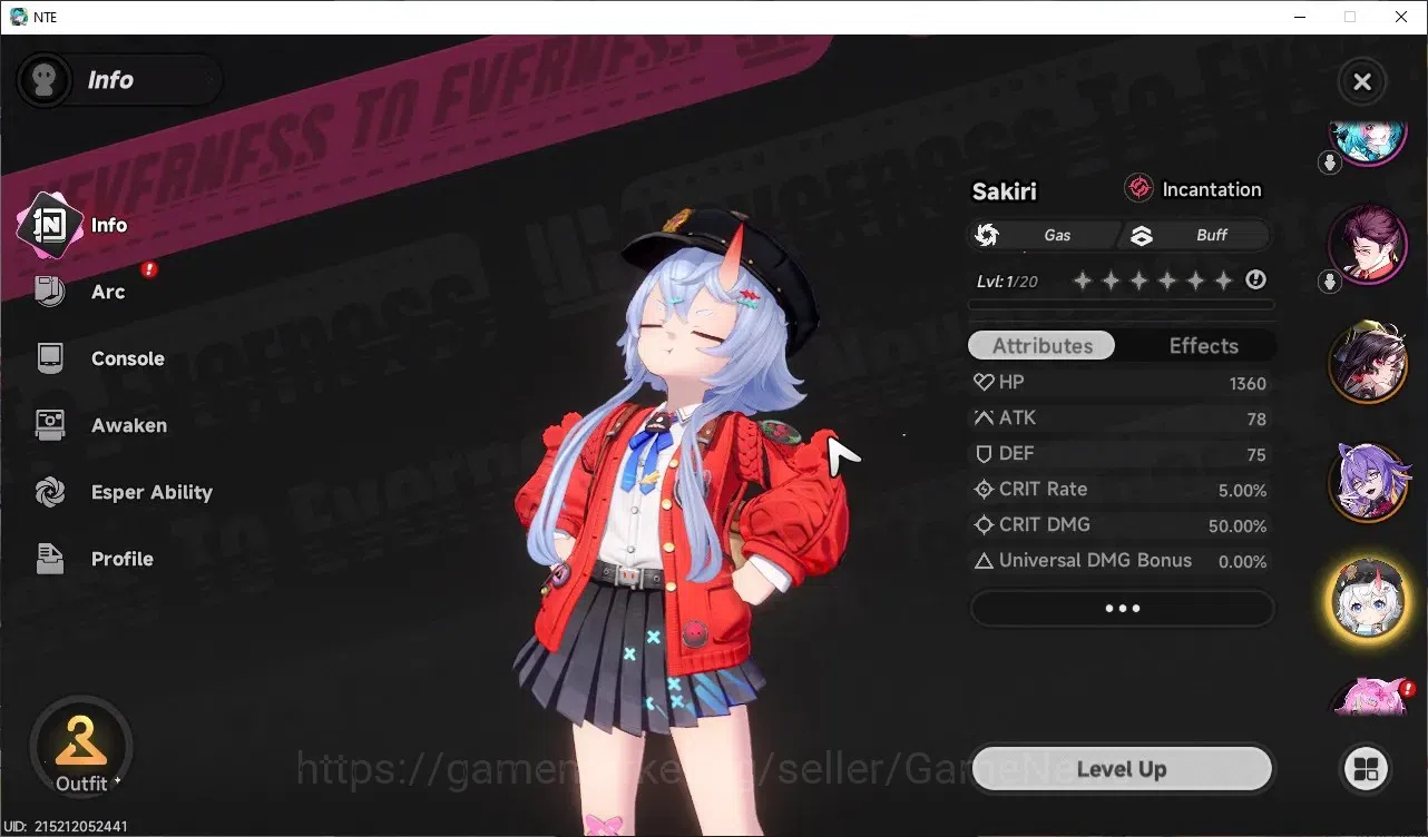 Neverness to Everness Accounts GLOBAL SEA|HL 3|3 SSR| Hotori, Sakiri, Fadia |2 SSR Selector On|4 SR|Orchid Glider|Female 2