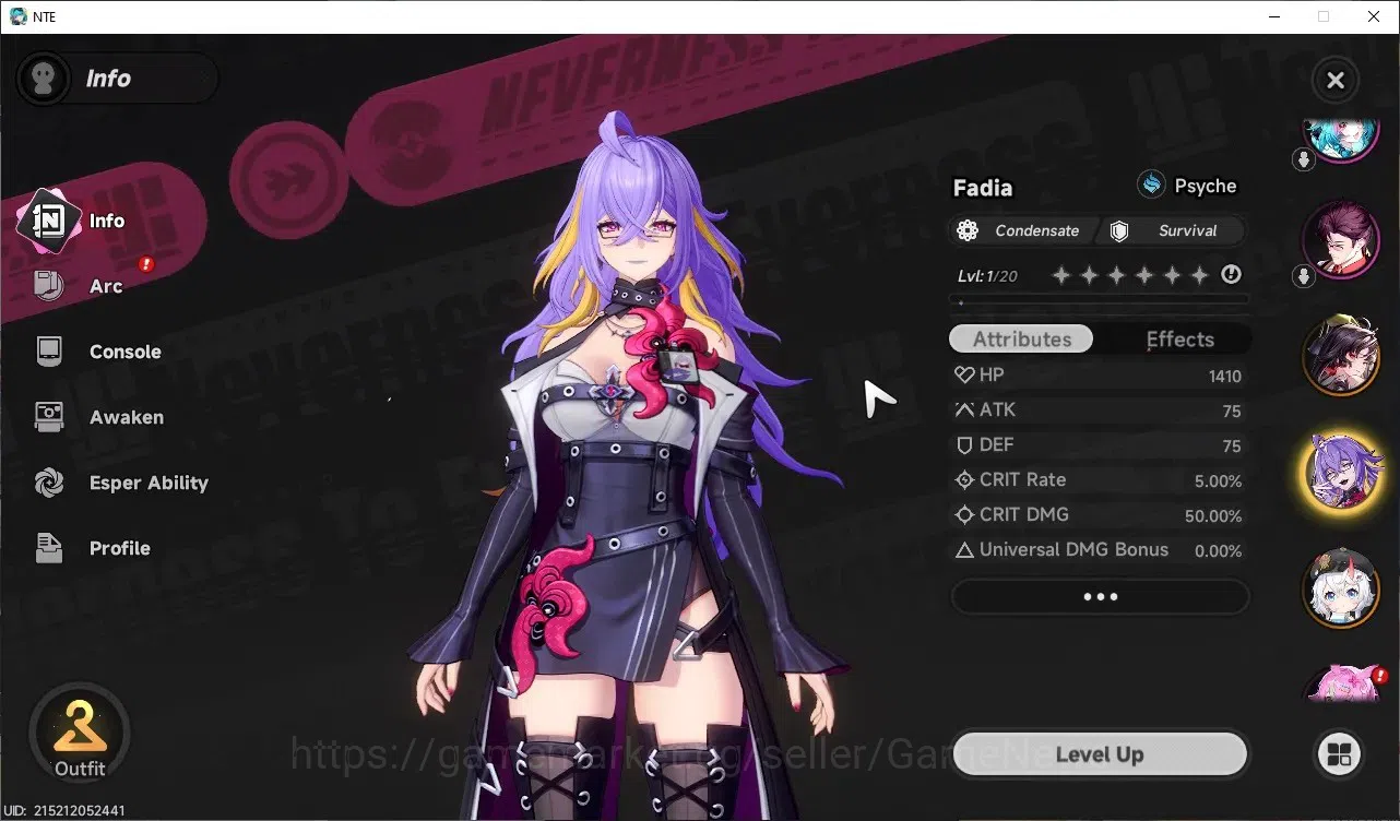 Neverness to Everness Accounts GLOBAL SEA|HL 3|3 SSR| Hotori, Sakiri, Fadia |2 SSR Selector On|4 SR|Orchid Glider|Female 3