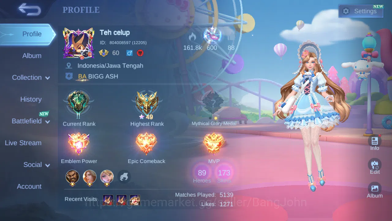 Mobile Legends: Bang Bang Others Hero 89 | Skin 173 | Emblem max | Sanrio Floryn |  image 1