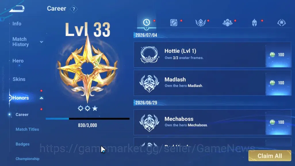 Honor of Kings Accounts Hero 31 Skin 15|Starter with Legend Skin (Berserke image 5