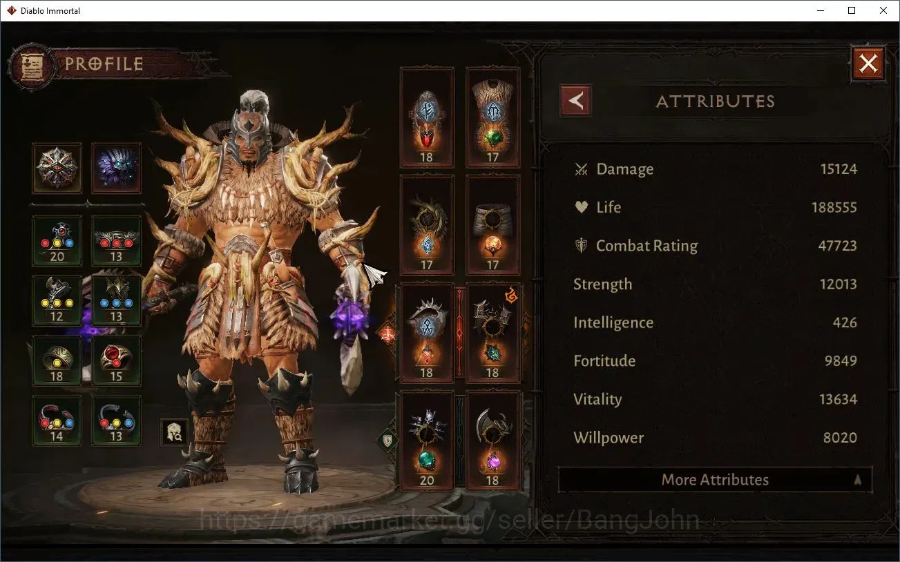 Diablo Immortal Accounts Mid-Tier SEA - Anu |60 (1062) Barbarian-Maledictor|CR 47k|Reso 660|Inferno 7|2 2