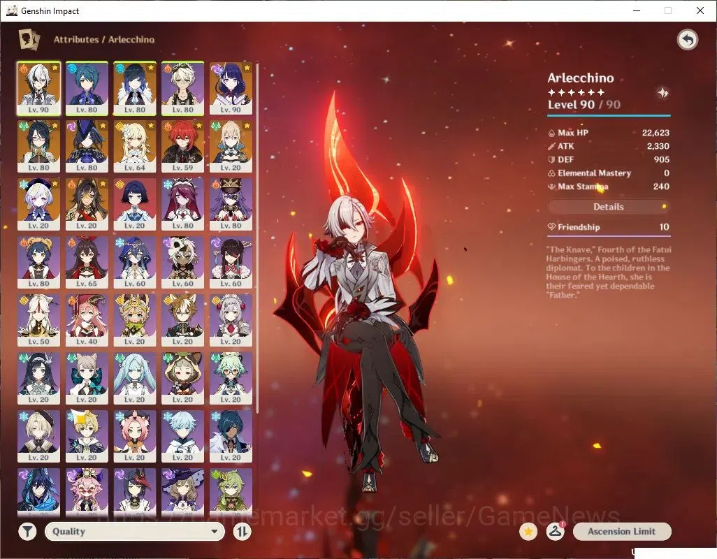 Genshin Impact Accounts Asia |AR 55|5 Limited+3(*5Wep)|Arlecchino+sign,Yel image 3