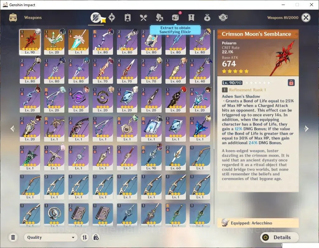 Genshin Impact Accounts Asia |AR 55|5 Limited+3(*5Wep)|Arlecchino+sign,Yel image 5