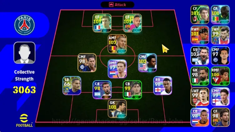 eFootball Accounts High-End Mobile |PW 3063|BIGT Hazard,Epic Cantona Massaro AngeloPeruzzi Cantona,Shwt McKennie 1