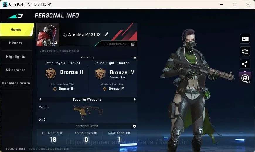 Blood Strike Accounts Others ASIA | 1 Ultra Melee:Butterfly Knife-Synthwave|1 Ultra Aircraft|3 Legendary Gun|1 Epic Name 1