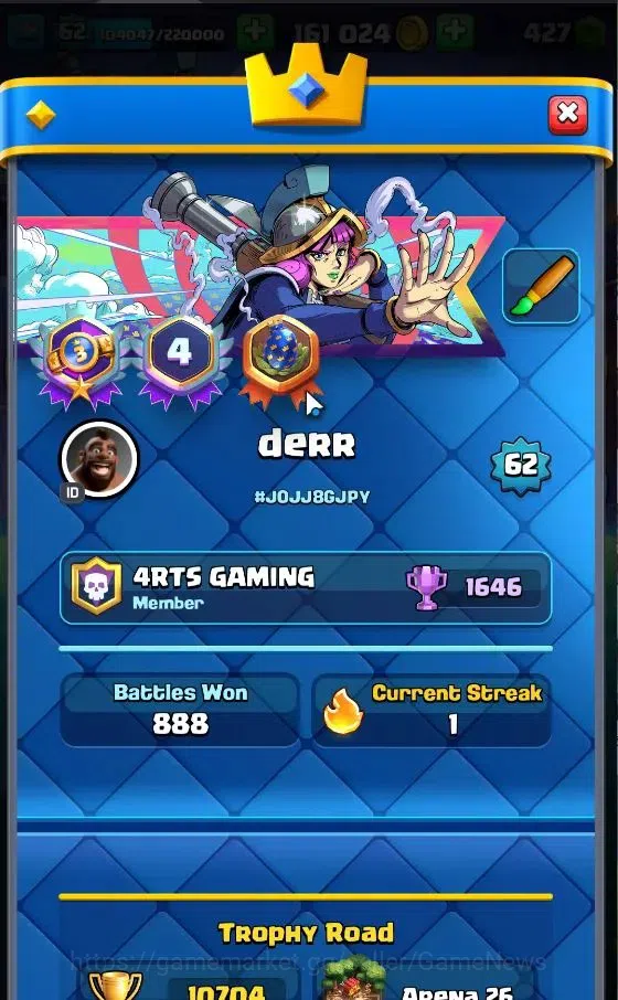 Clash Royale Accounts Lv 62|Trophy 10704|KTL 15|Limited Skin|Card 121|4  image 2