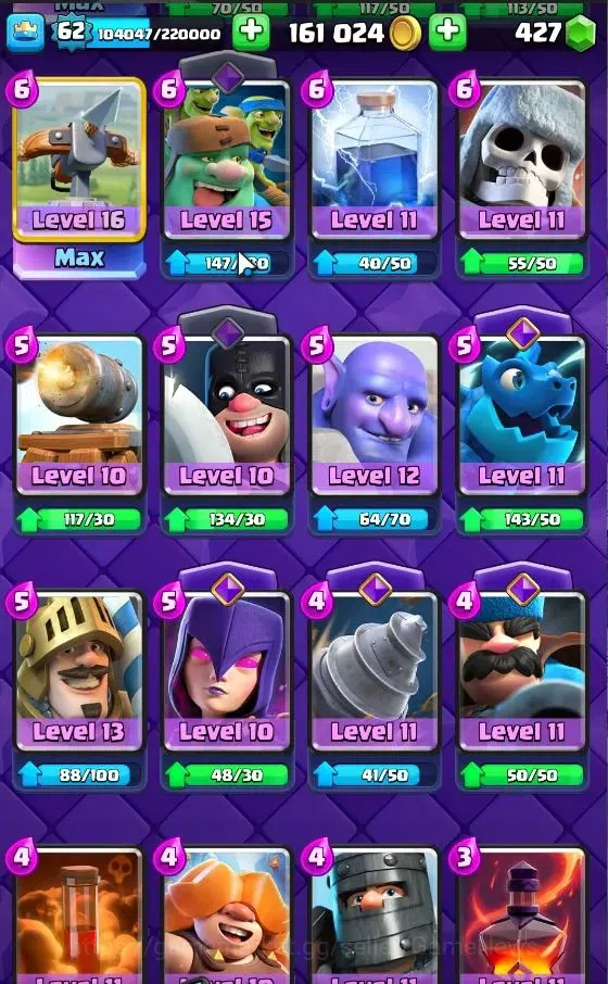Clash Royale Accounts Lv 62|Trophy 10704|KTL 15|Limited Skin|Card 121|4  image 20