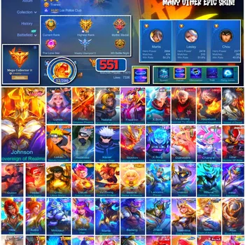 Mobile Legends: Bang Bang Collector #3714 551 Skins | 2 Legends | 2 Collectors | Neobe image 1