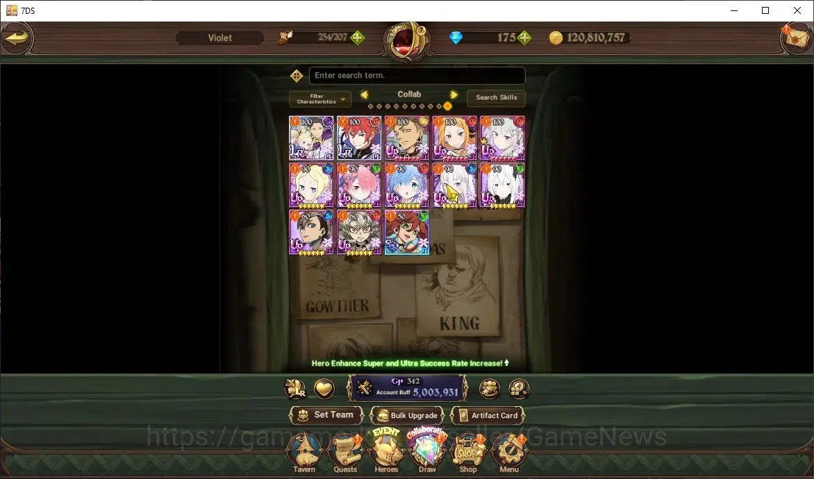 The Seven Deadly Sins: Grand Cross Accounts Endgame Global|5M CC|91 LS|9 LR 8 UR +Collab Gachiakuta,Re 2