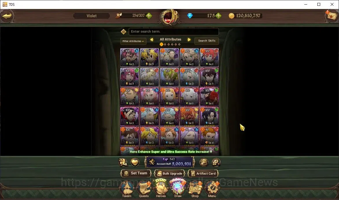 The Seven Deadly Sins: Grand Cross Accounts Endgame Global|5M CC|91 LS|9 LR 8 UR +Collab Gachiakuta,Re 9