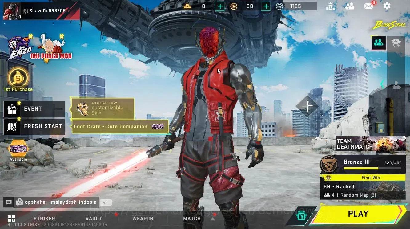 Blood Strike Accounts Collab Skin ASIA|ULTRA Melee Lightblade-Dark Force|Legendary HK416-Undercurrent|Skydive-Demon 1