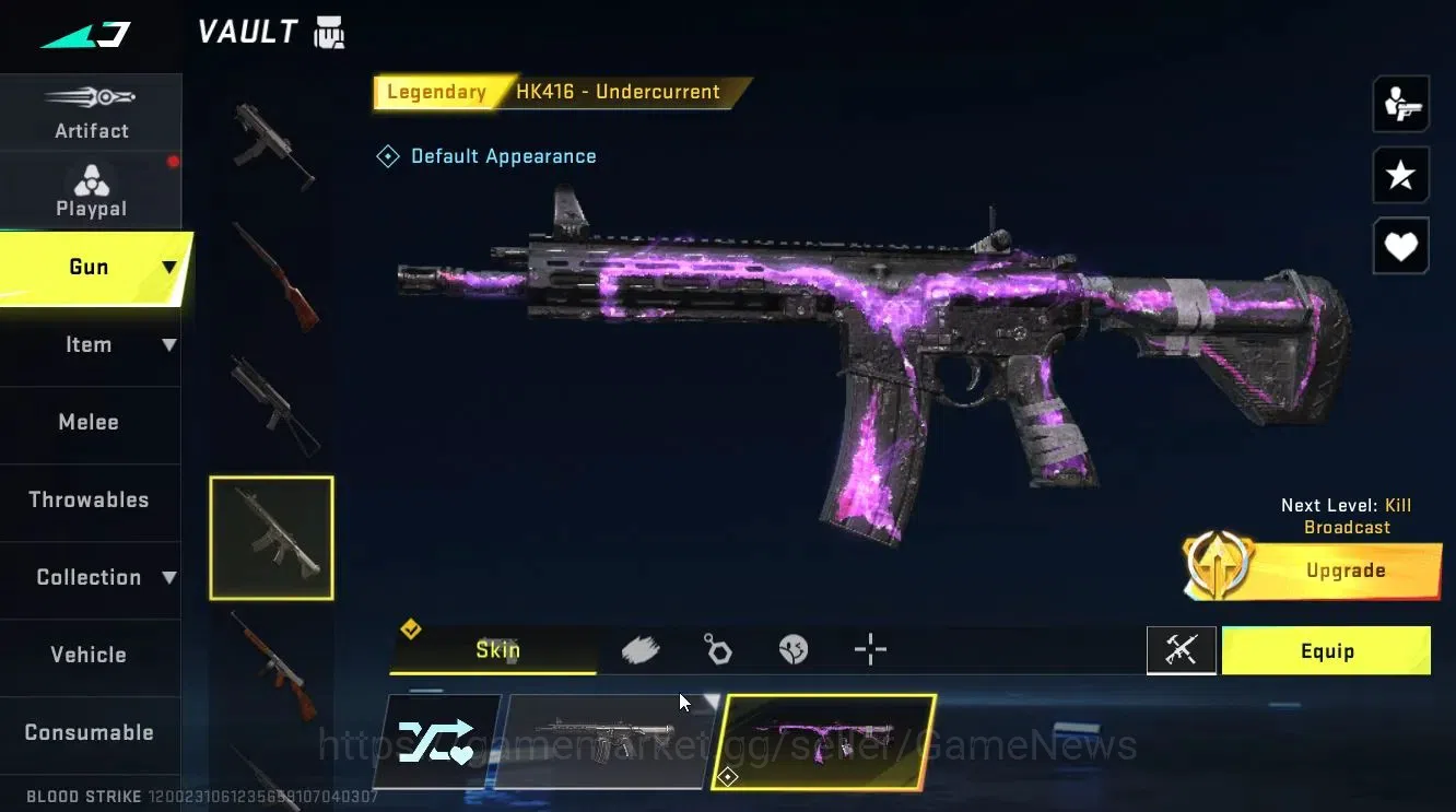 Blood Strike Accounts Collab Skin ASIA|ULTRA Melee Lightblade-Dark Force|Legendary HK416-Undercurrent|Skydive-Demon 4