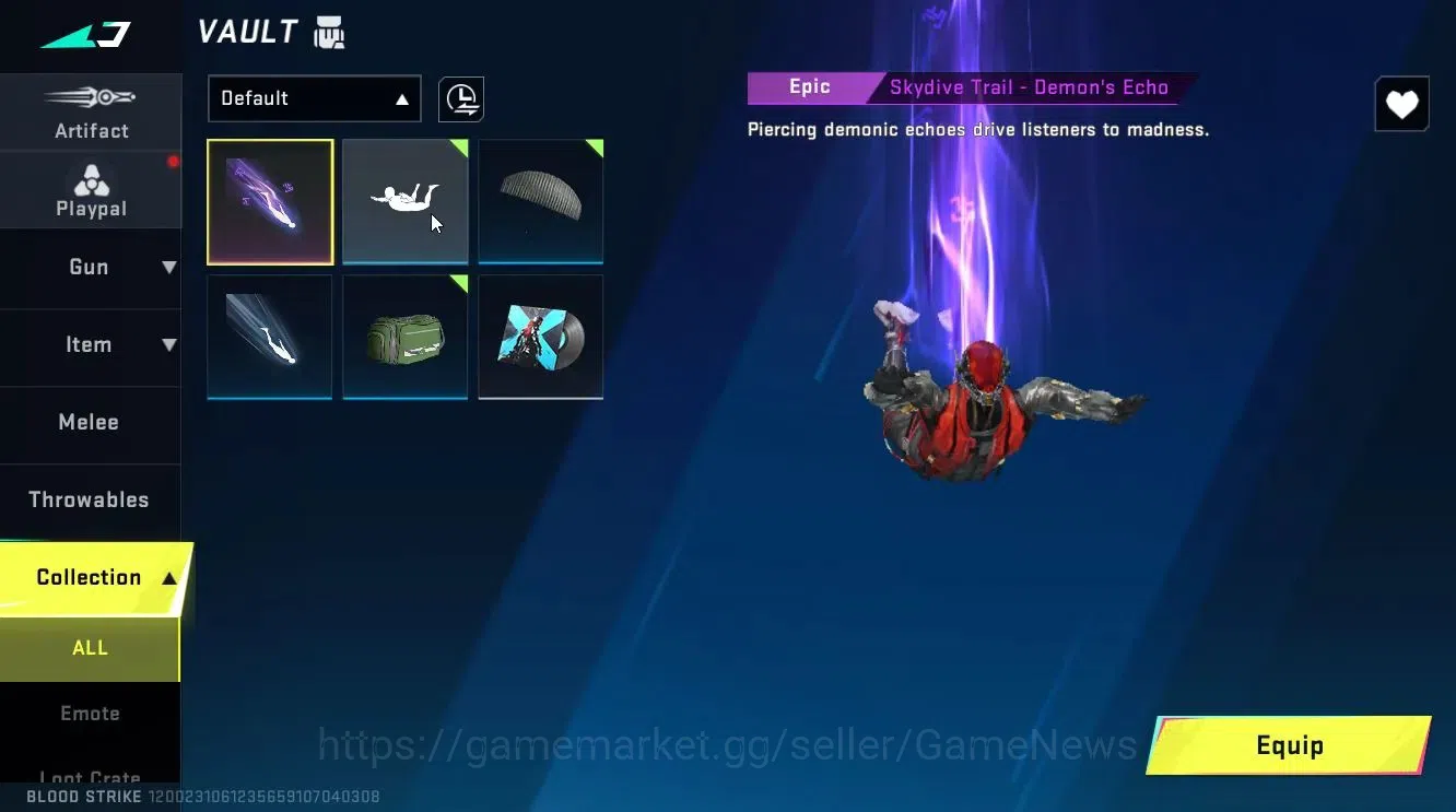 Blood Strike Accounts Collab Skin ASIA|ULTRA Melee Lightblade-Dark Force|Legendary HK416-Undercurrent|Skydive-Demon 6
