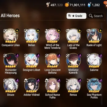 Epic Seven Accounts Mid-Tier Global UnVerif|15 ML(LOT Scales,SN Yulha,Salome,Belian,etc)+Full CZN,AS Flan,Ivana,TA