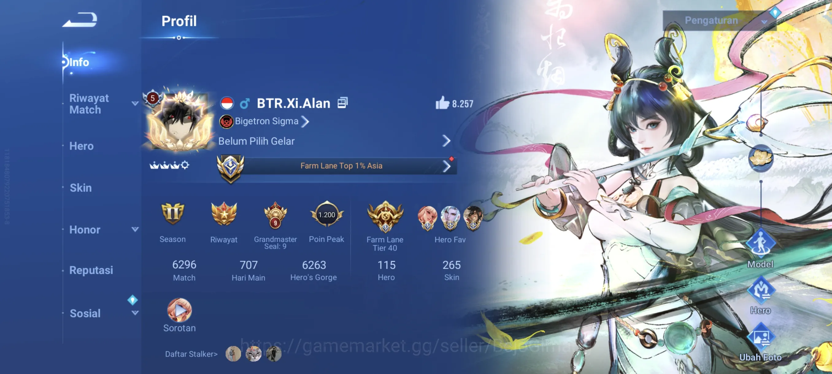 Honor of Kings Accounts Rare Skin Global Hero 115 Skin 265: MYTHIC Lu Bu, Flawless Arli, Kaito Kid, JJK Nobara, Precious Sun 1