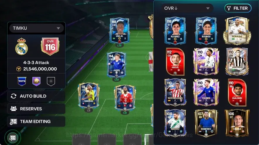 EA SPORTS FC Mobile Accounts OVR 116/21.5B Value with 3k Gems|Del Piero Record  image 3
