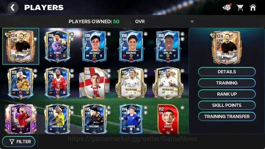 EA SPORTS FC Mobile Accounts OVR 116/21.5B Value with 3k Gems|Del Piero Record  image 5