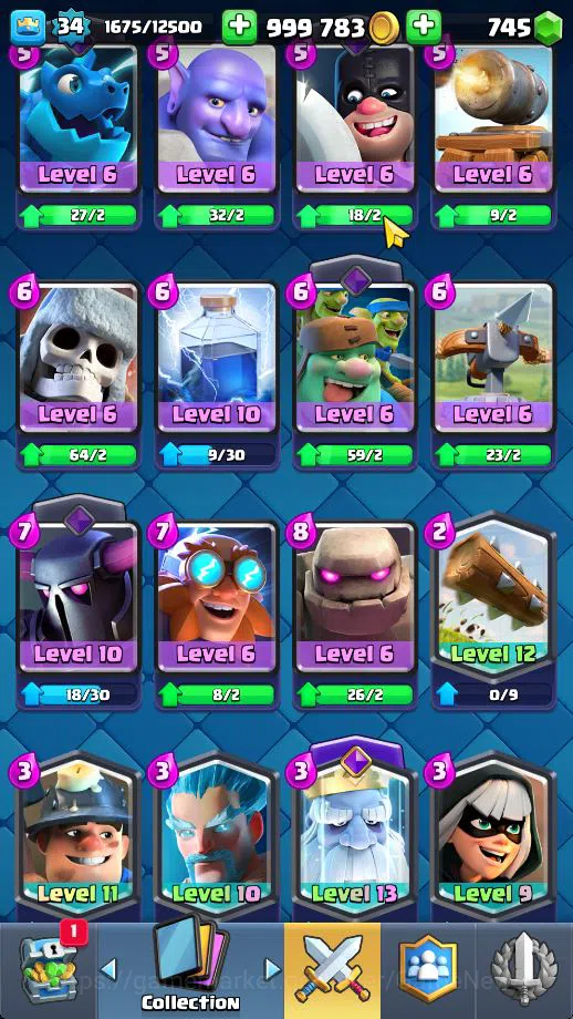Clash Royale Accounts Midgame Lv 34|Trophy 5502|KTL 12|Limited Skin|Card 108| 5 EVO 1 Champ 15 Legendary 33 Epic 30 Rare 29 11