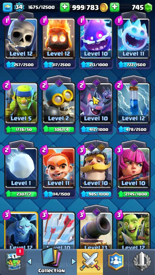 Clash Royale Accounts Midgame Lv 34|Trophy 5502|KTL 12|Limited Skin|Card 108| 5 EVO 1 Champ 15 Legendary 33 Epic 30 Rare 29 6