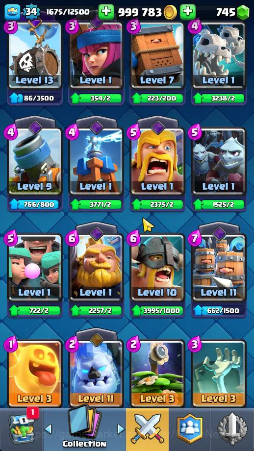 Clash Royale Accounts Midgame Lv 34|Trophy 5502|KTL 12|Limited Skin|Card 108| 5 EVO 1 Champ 15 Legendary 33 Epic 30 Rare 29 7