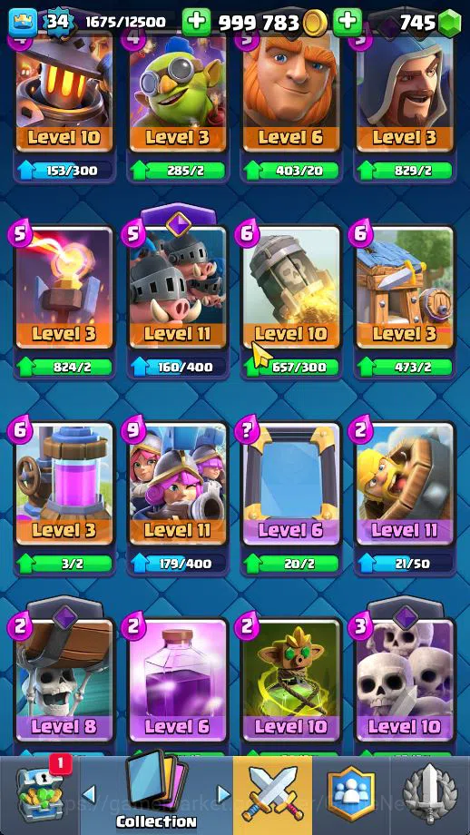Clash Royale Accounts Midgame Lv 34|Trophy 5502|KTL 12|Limited Skin|Card 108| 5 EVO 1 Champ 15 Legendary 33 Epic 30 Rare 29 9