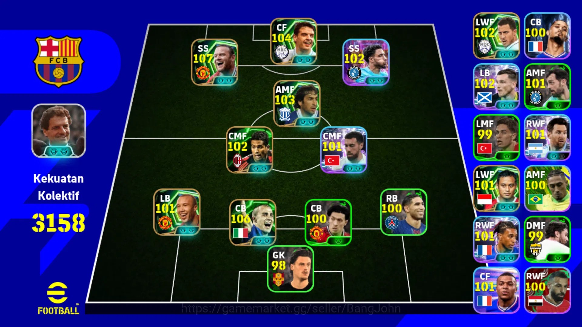 eFootball Others Power 3158 | Rooney Epic db | Morientes Epic db |  image 1