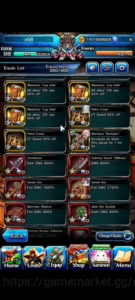 Grand Summoners Accounts End-Game Global|Rank 98|18 Ascend|EmiyaTW,Summer 11