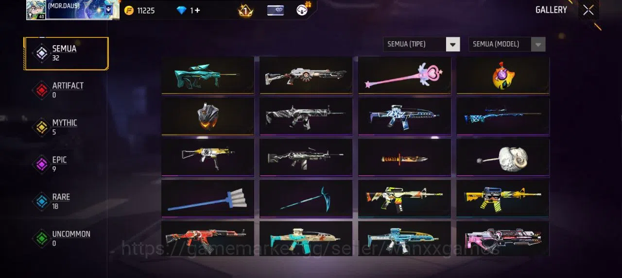 Free Fire Accounts Indonesia | AKUN LVL 40 VAULT 33 EMOTE 6 TAS 9 WEAPON 32 | W853 3