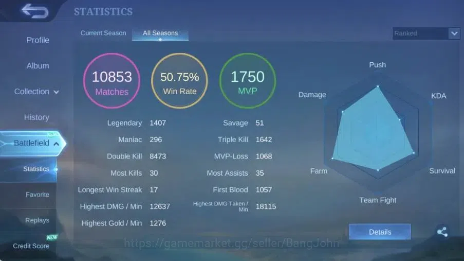 Mobile Legends: Bang Bang Accounts Global|Skin 262|Renowned|Mistbender Aldous,KFP Tha image 3