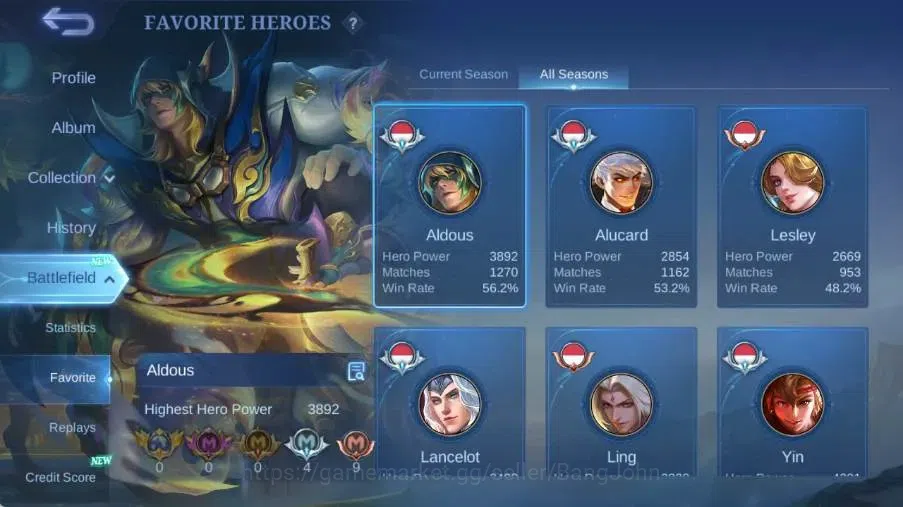 Mobile Legends: Bang Bang Accounts Global|Skin 262|Renowned|Mistbender Aldous,KFP Tha image 4