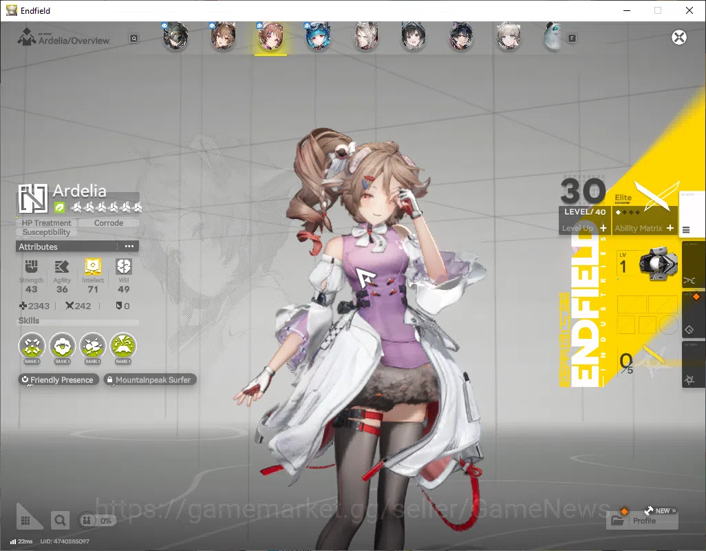 Arknights: Endfield Accounts ASIA|Lv41|4SSR(1Limited)+8(*6WP)|[Gilberta],Ardeli image 4