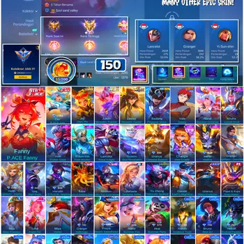 Mobile Legends: Bang Bang Accounts #4692 150 Skins | Fanny P.ACE Fanny (P.ACE) | Badang Pegasus Seiya (SAINT SEIYA) | Vale
