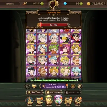 The Seven Deadly Sins: Grand Cross Accounts Endgame GLOBAL|1,8M CC|95 DM|2 LR +8 UR +Cross IF|L Meli,Elizabeth,MerEsca,N