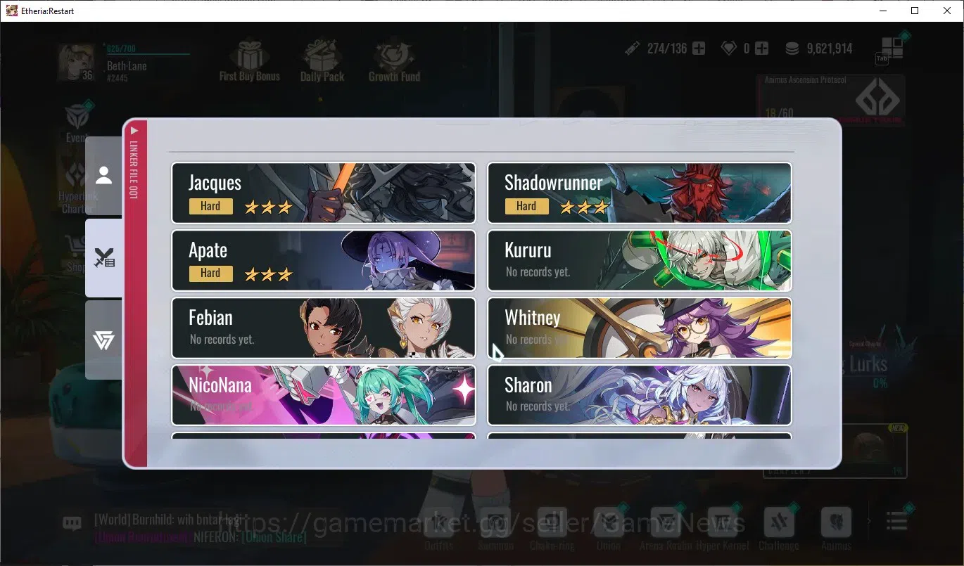 Etheria: Restart Accounts Mid‑Tier GLOBAL-S25|Lvl 36|17 SSR|Massiah,Lian,Kloss,Lingluo,Fuqiu,Xiada,Areal,Xuan 10